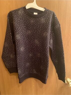 all in motion Black Crewneck with Small White Dot Print